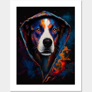 Dog wearing hoodie Posters and Art